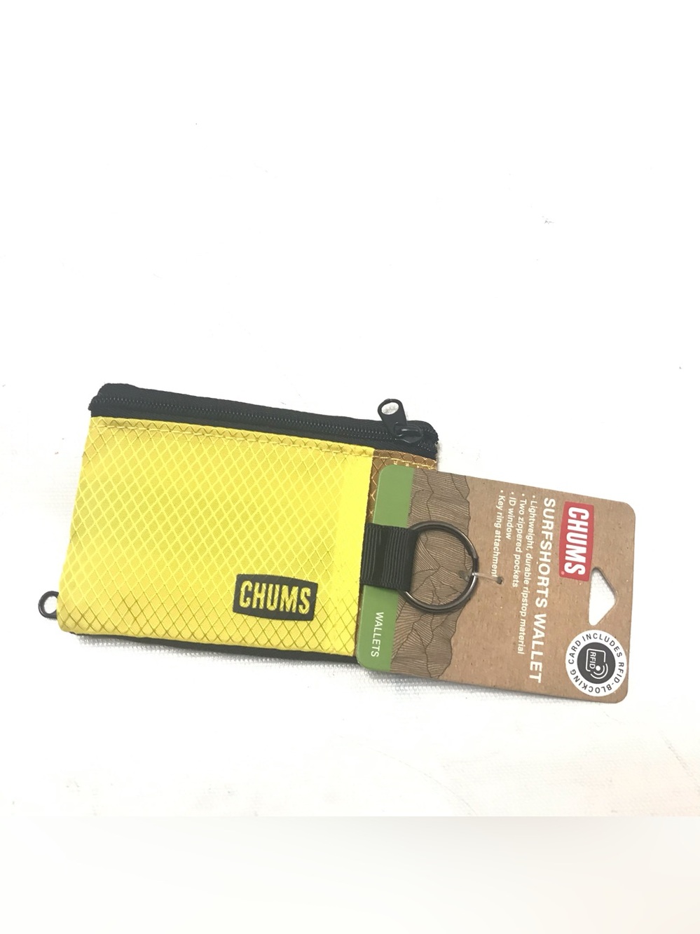 New Chums Surfshorts Wallet RFID Blocking Slim Zippered Brown Yellow New